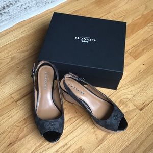 Coach Ferry Signtaure Logo Wedge Sandals
